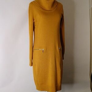 New York & Company Mustard Long Sleeve Dress